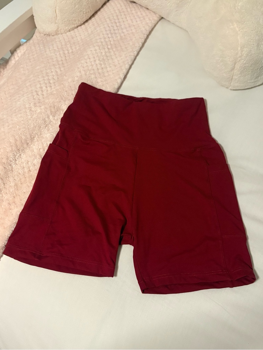 Amazon Women's High-Waist Bike Shorts in Burgundy